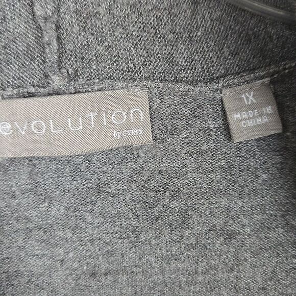 Evolution by Cyrus Ladera Gray Open Front Pocket Cardigan Sweater Stitch Fix 1X - Picture 4 of 9